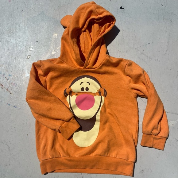 Kid's Winnie the Poo Hoodie Orange Face Cartoon 5/6 Disney Tigger STAINED Ears - Picture 7 of 16